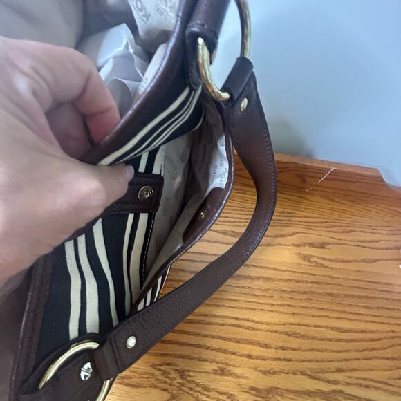 Michael Kors Bag Brown Gold Satchel Leather - Picture 5 of 13